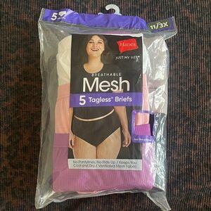 Hanes Just My Size Mesh Briefs 5-Pack - Pink, Purple, Black